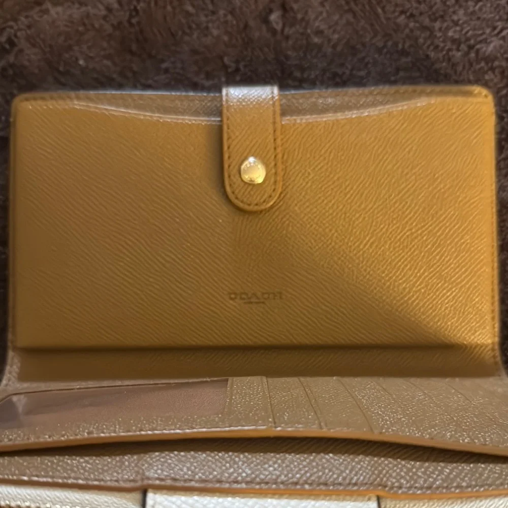 Coach Gold and Cream Wristlet - Picture 3 of 10